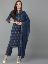 Women Cotton Printed Floral Kurta Trousers-VKSKD1190A